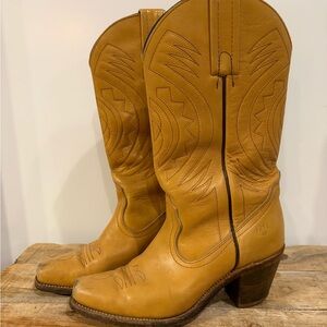Frye Tan Leather Heeled Boots